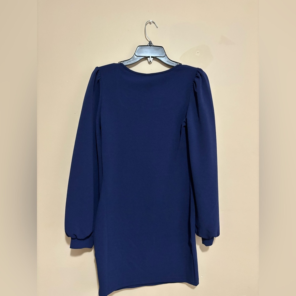 Elegant Blue Long Sleeve Dress